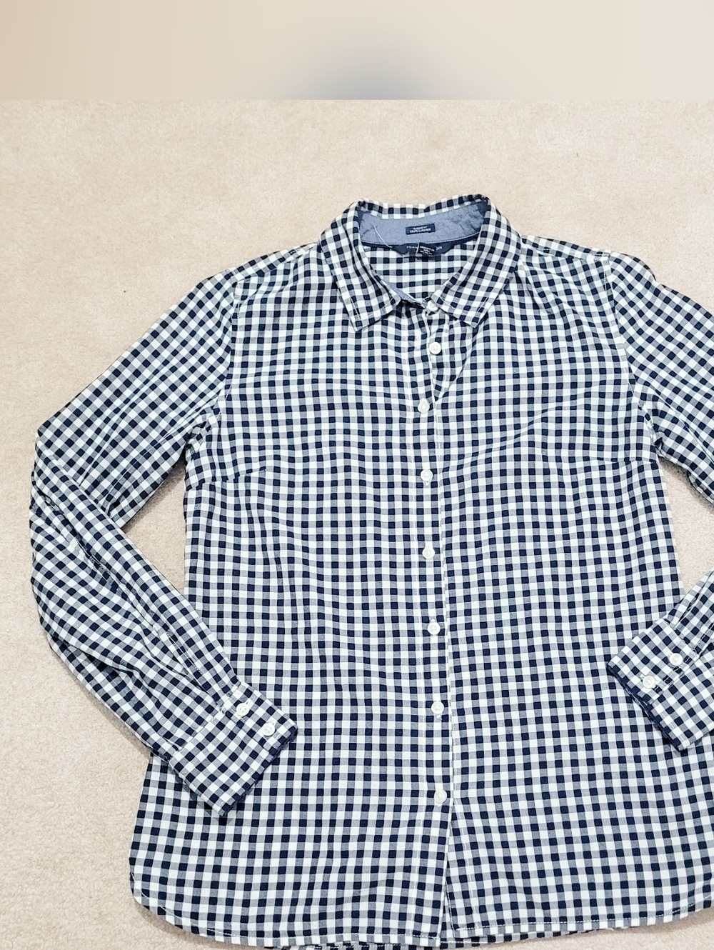 Tommy Hilfiger Classic Fit Gingham Shirt Women Size Small Blue White 100% Cotton - Picture 11 of 11